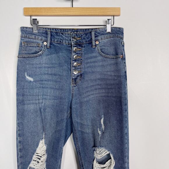 Wild Fable Women 6 High Rise Straight Ankle Jeans Ripped Button Fly Denim Cotton - Picture 3 of 13